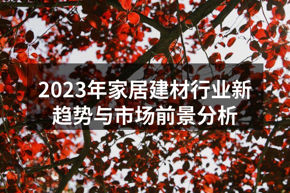 2023年家居建材行业新趋势与市场前景分析